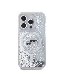 Karl Lagerfeld Liquid Glitter Karl and Choupette Heads MagSafe Защитный чехол для iPhone 15 Pro / прозрачный