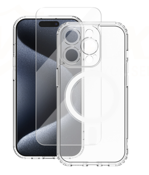 Vmax Set MagSafe Case Защитный Чехол + Tempered Glass Защитное стекло 2,5D для Apple iPhone 15 Plus