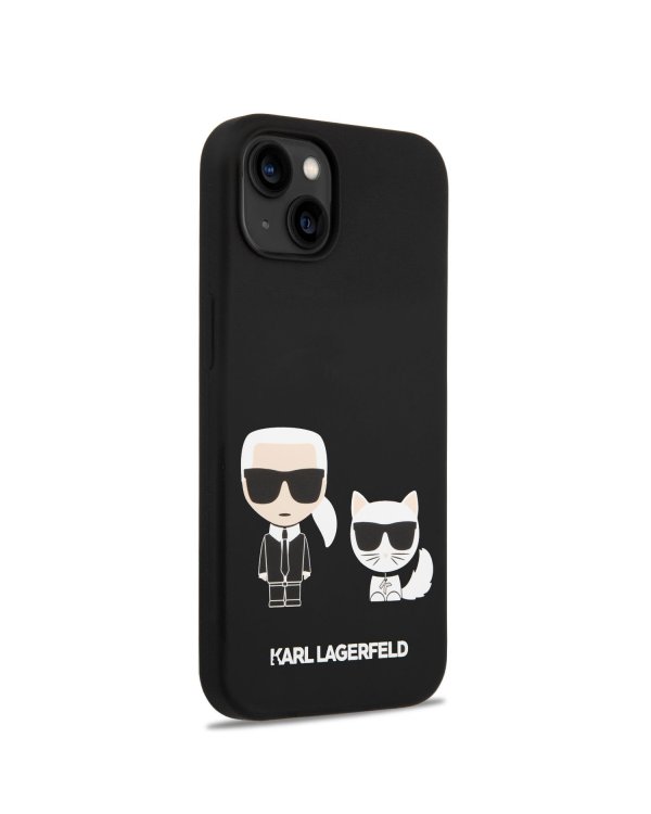 Karl Lagerfeld MagSafe Liquid Silicone Karl and Choupette Защитный чехол для iPhone 14 Plus / чёрный