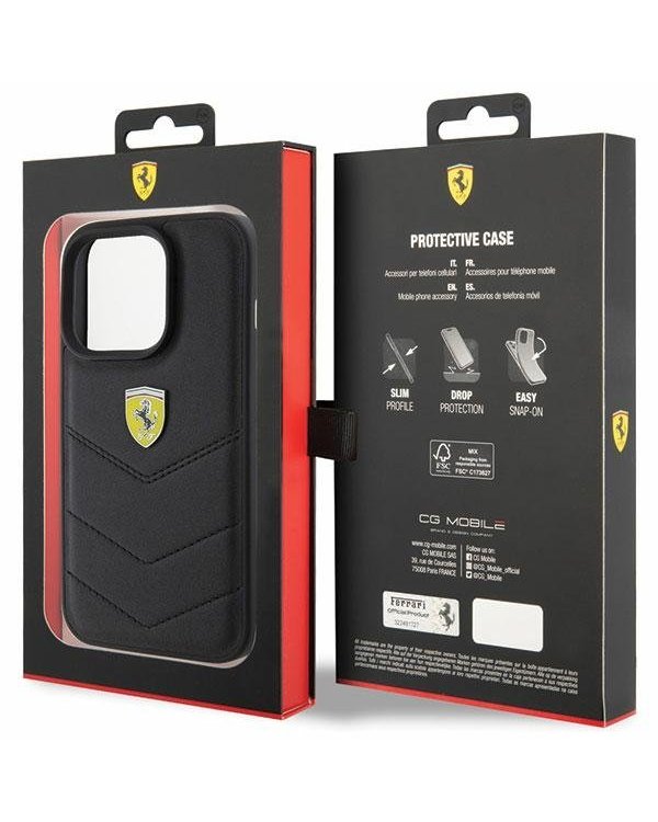 Ferrari Quilted Metal Logo Back Case Защитный Чехол для Apple iPhone 15 Pro