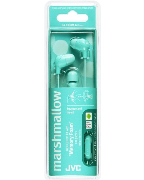 JVC HA-FX38M-G-E Marshmallow наушники с пультом и микрофоном