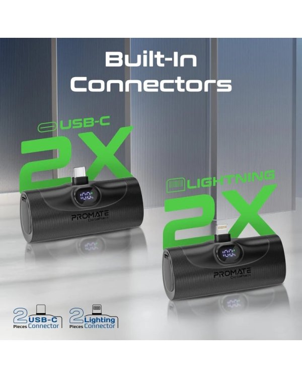 Promate DeltaPack Комплект зарядных батарей 4x 5000mAh / USB-C PD 20W / Lightning