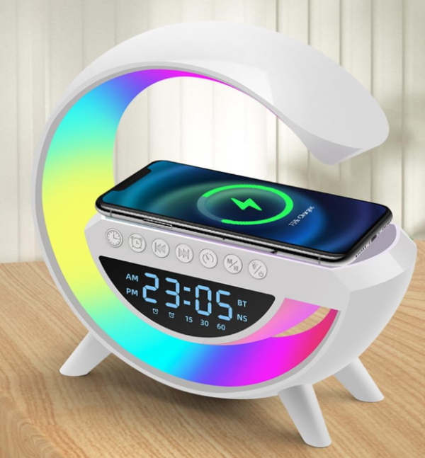 Wolulu AS-50195 Ночник с Беспроводной зарядкой / Bluetooth Колонка / Будильник / LED / RGB