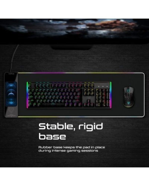 Vertux RaftPad-Qi Gaming XL Игровой коврик с RGB подсветкой и Qi беспроводной зарядкой 15W