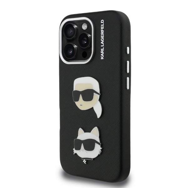 Karl Lagerfeld Grained PU K&CH Heads Case Чехол для Apple iPhone 16 Pro