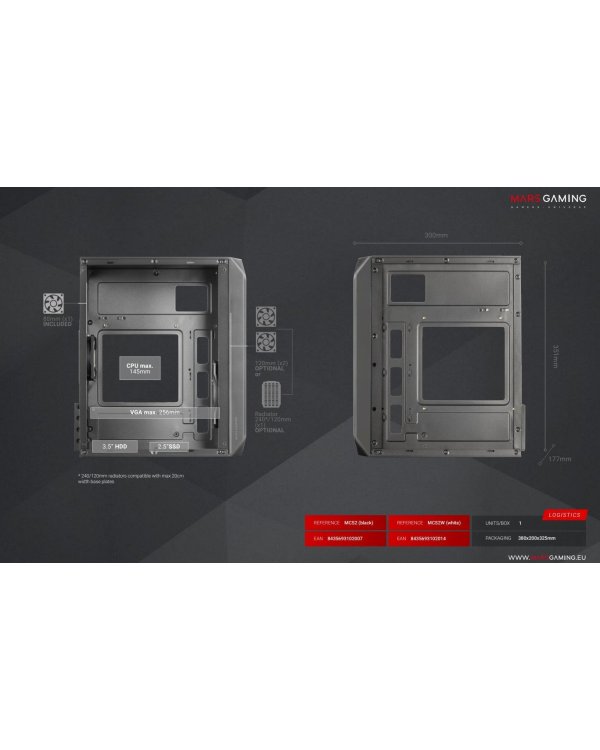 Mars Gaming MC-S2 Корпус ПК mATX / FRGB / Window / MESH