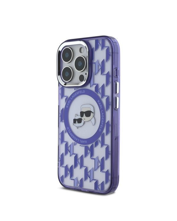 Karl Lagerfeld IML Monogram K&CH Heads MagSafe Case Защитный чехол для iPhone 16 Pro Max / фиолетовый