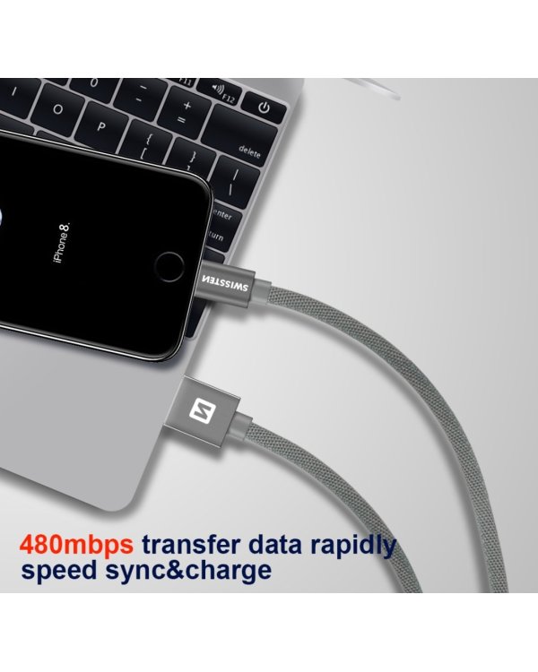 Swissten Textile Fast Charge 3A Lightning Кабель Для Зарядки и Переноса Данных 2m