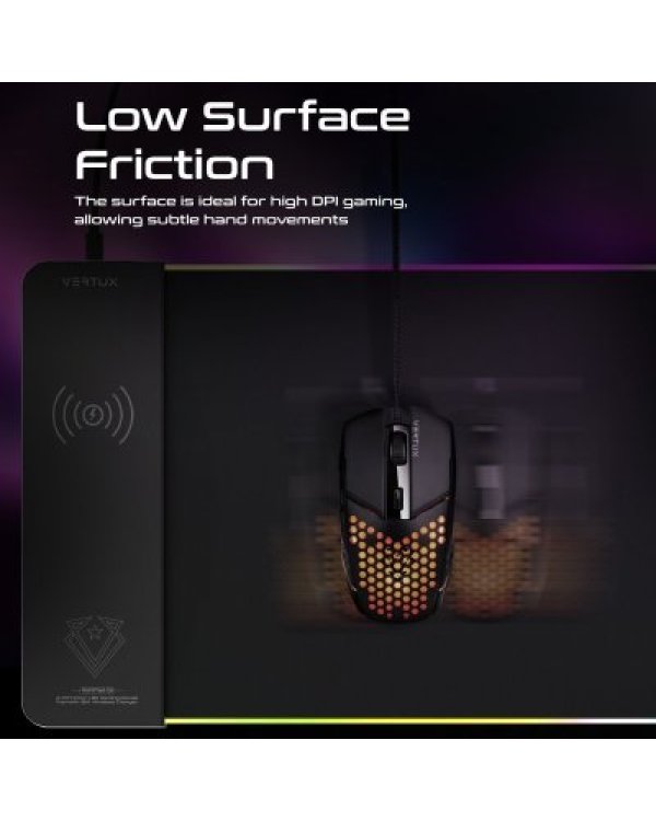 Vertux RaftPad-Qi Gaming XL Игровой коврик с RGB подсветкой и Qi беспроводной зарядкой 15W