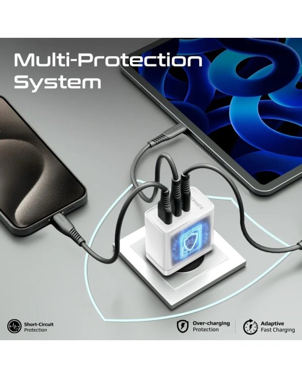 Promate PowerPort-45 GaNFast™ Зарядное устройство 45W / QC3.0 / PD45W