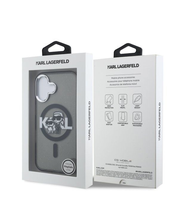 Karl Lagerfeld IML Glitter Karl and Choupette Sketch MagSafe Case Чехол для Apple iPhone 16