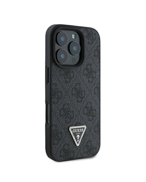 Guess Leather 4G Triangle Strass Защитный Чехол для Apple iPhone 16 Pro Max