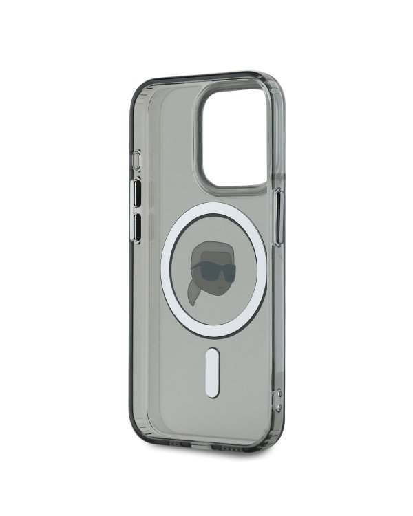 Karl Lagerfeld IML Karl Head Metal Frame MagSafe Case Защитный чехол для iPhone 15 Pro Max / чёрный