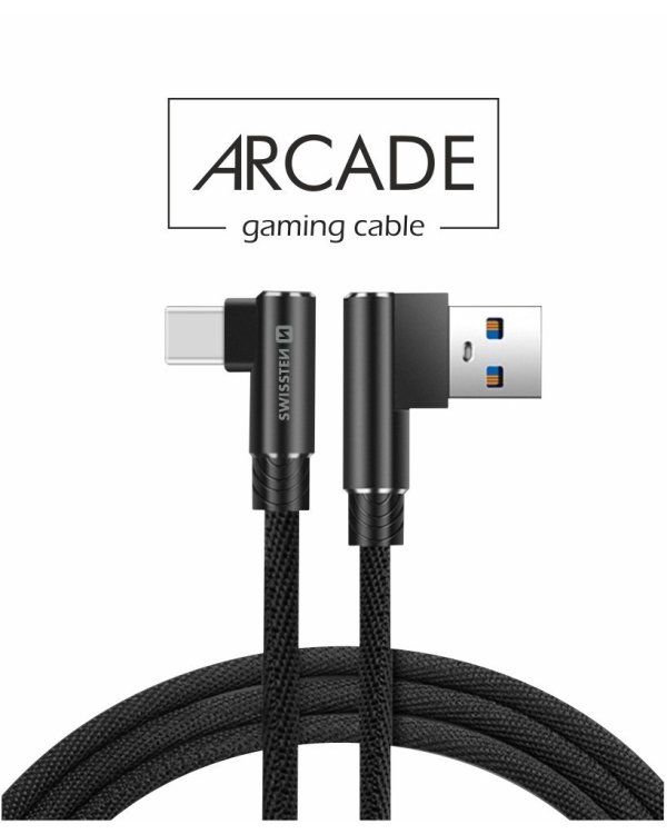 Swissten Плетеный L Типа Универсальный Quick Charge 3.1 USB на USB-C Кабель данных 1.2 m