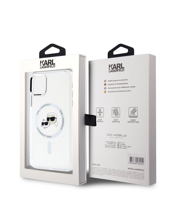 Karl Lagerfeld IML K&CH Heads Metal Frame MagSafe Case Защитный чехол для iPhone 11 / прозрачный