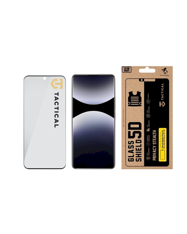 Tactical Glass Shield Privacy Stealth 5D Защитное стекло для Xiaomi Redmi Note 14 Pro 4G/5G, Poco X7 5G / чёрный