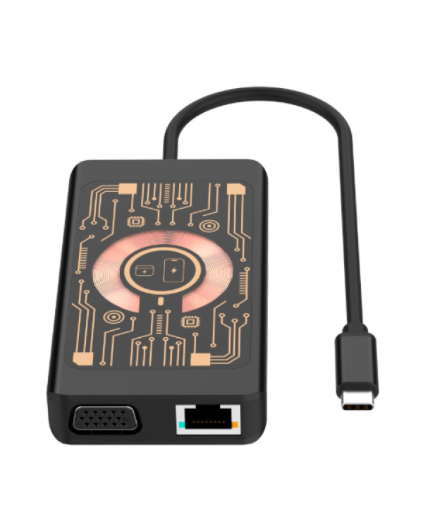 Qualo QTPB5-HUB-18 HUB 9 in 1 USB-C / 2x USB-A / RJ-45 / VGA / D-Sub / HDMI / 3.5mm Jack