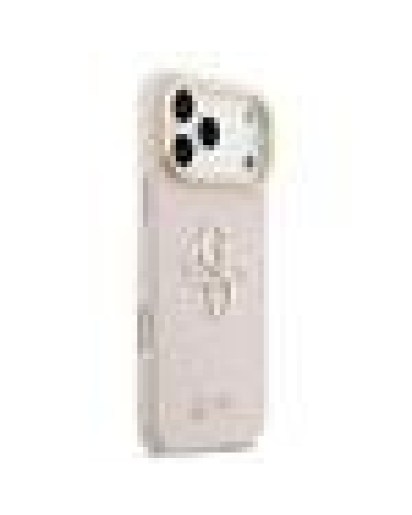 Guess PU Grained 4G Logo Stand Camera Frame Case Защитный чехол для iPhone 17 Pro Max / розовый