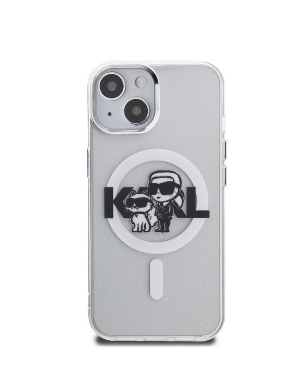 Karl Lagerfeld IML Glitter Karl and Choupette Sketch MagSafe Case Защитный чехол для iPhone 15 / прозрачный