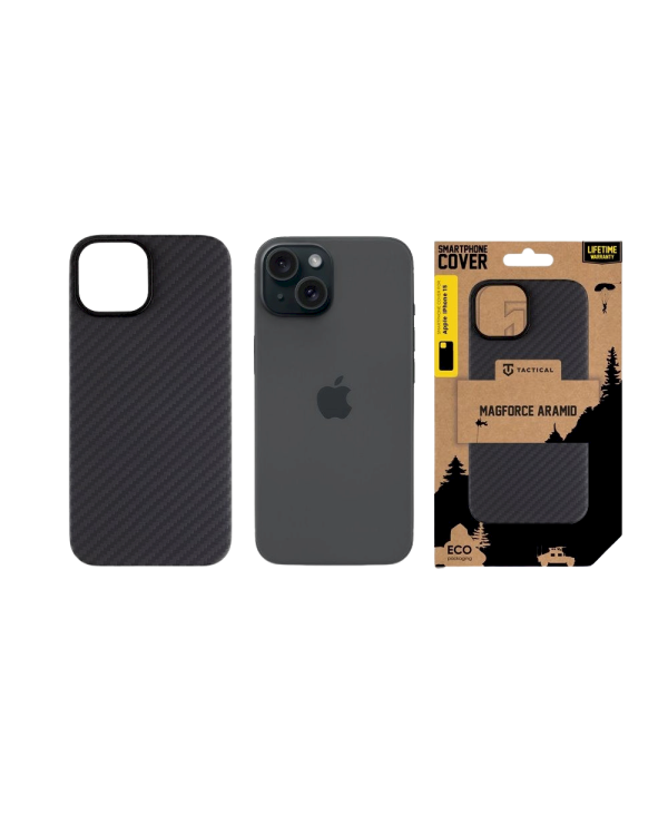 Tactical MagForce Aramid Cover Защитный чехол для Apple iPhone 15 / чёрный