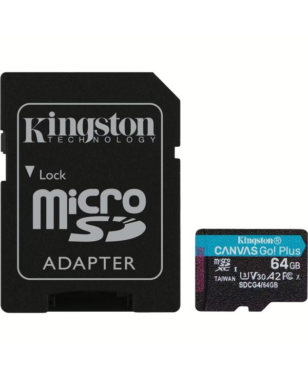 Kingston microSDXC Canvas Go! Plus Gen4 Карта Памяти / 64GB A2 U3 V30 / + adapter