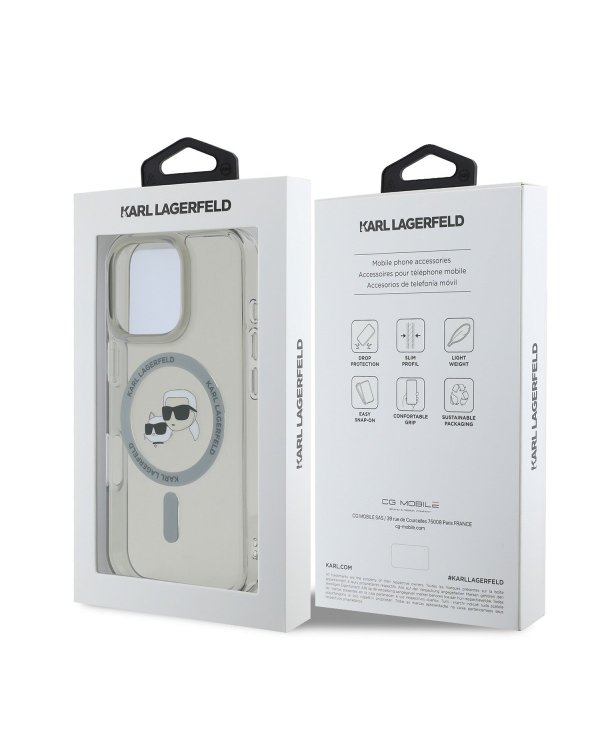 Karl Lagerfeld IML K&CH Heads Metal Frame MagSafe Case Защитный чехол для iPhone 16 Pro Max / чёрный