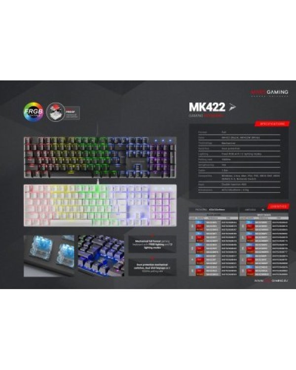 Mars Gaming MK422WRUS Игровая механическая клавиатура RGB / Red Switch / US