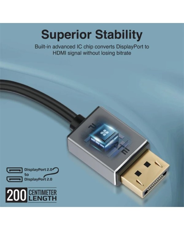 Дополнительное изображение книги «Promate DPLink-16K DisplayPort 2.0 UHD Cable 16K@60Hz / 80Gbps / 2m»