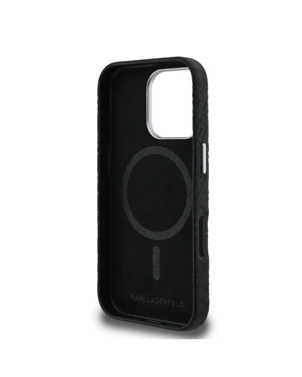 Karl Lagerfeld Grained PU Repeated Logo MagSafe Case Чехол для Apple iPhone 16 Pro Max