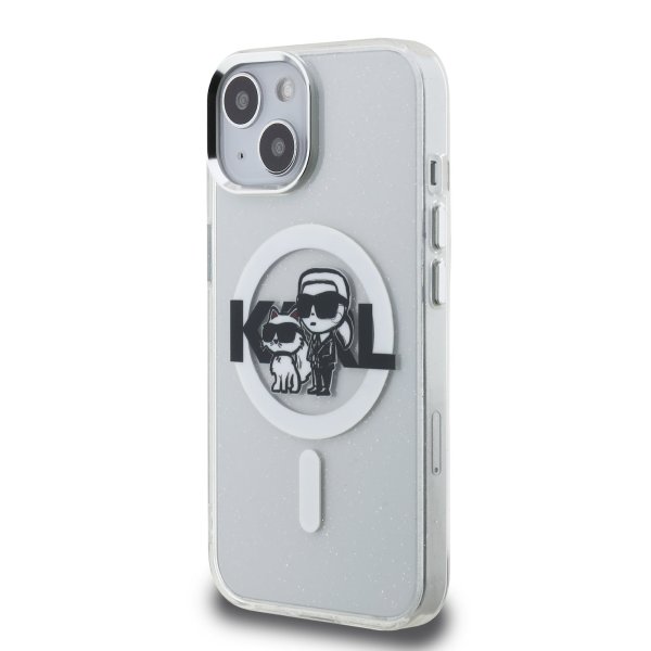 Karl Lagerfeld IML Glitter Karl and Choupette Sketch MagSafe Case Защитный чехол для iPhone 15 / прозрачный