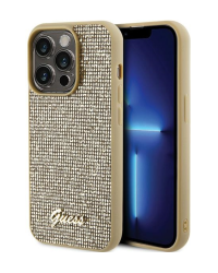 Guess PU Disco Script Metal Case Защитный Чехол для Apple iPhone 15