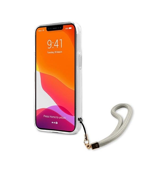Guess GUHCP13MKMABGR Marble Strap Back Case Чехол для Apple iPhone 13 Серый