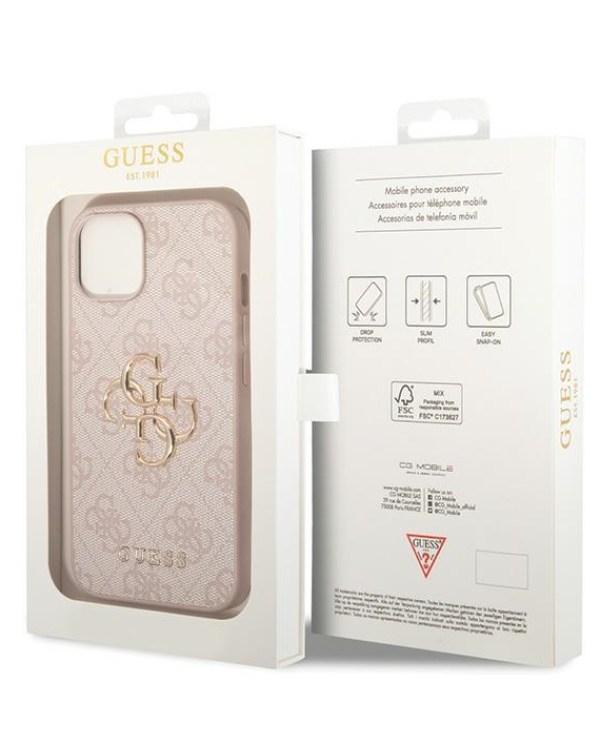Guess PU Leather 4G Metal Logo Case Защитный Чехол для Apple iPhone 15