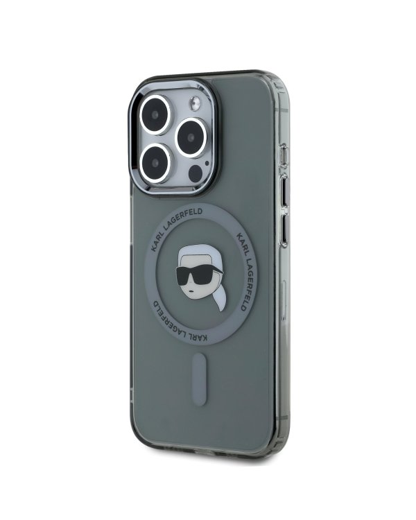 Karl Lagerfeld IML Karl Head Metal Frame MagSafe Case Защитный чехол для iPhone 15 Pro Max / чёрный