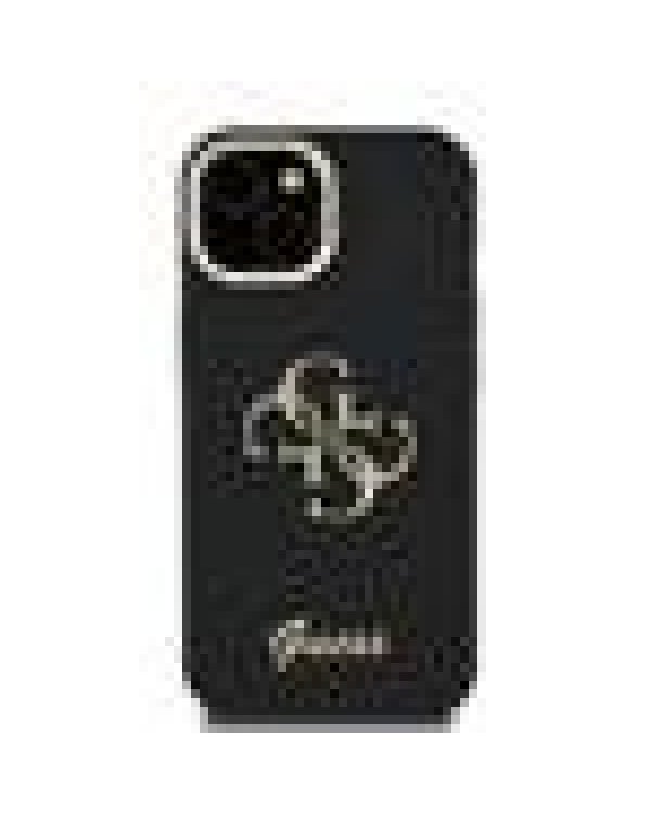 Guess PU Grained 4G Logo Stand Camera Frame Case Защитный чехол для iPhone 13 / чёрный