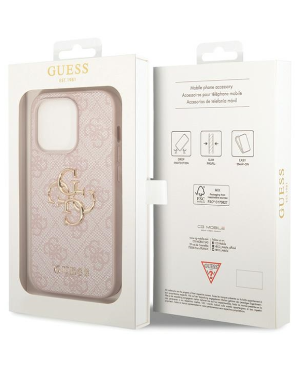Guess PU Leather 4G Metal Logo Case Защитный Чехол для Apple iPhone 15 Pro