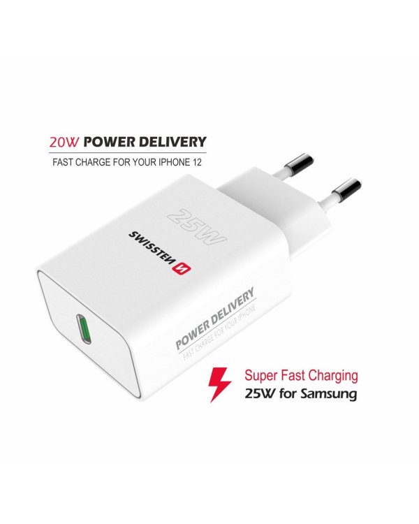 Swissten 25W Сетевое зарядное устройство USB-C PD