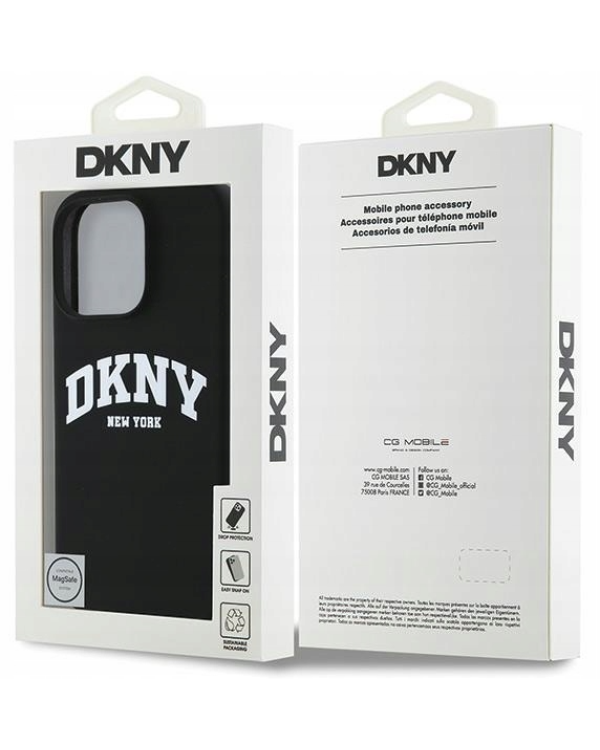 DKNY Silicone White Printed Logo MagSafe Защитный Чехол для Apple iPhone 16 Pro