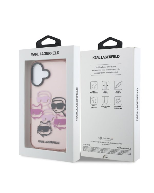 Karl Lagerfeld IML Multi K&CH Heads Case Защитный чехол для iPhone 17 / розовый