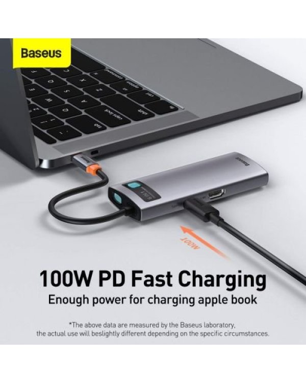 Baseus CAHUB-CW0G HUB Metal Gleam Series 6in1 Multifunctional Type-C to Type-C PD 100W / HDMI 4K-30 Hz / 3x USB 3.2 / RJ45