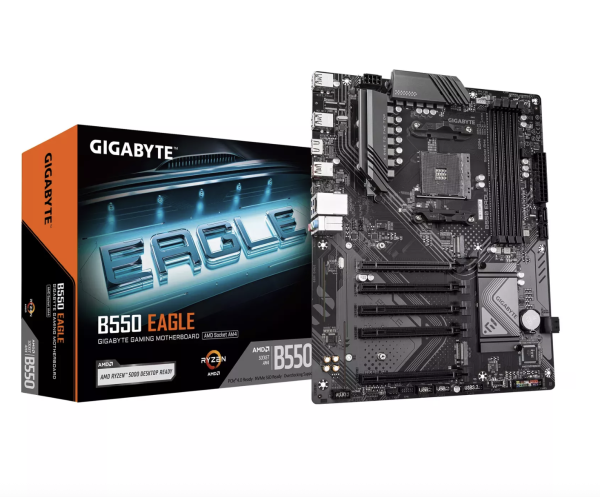 Gigabyte B550 EAGLE Материнская плата AMD Ryzen 5000 G-Series CPUs / 10+3+1 Phases VRM / 3200MHz DDR4 / 1xPCIe 4.0 + 1xPCIe 3.0 M.2 / 1GbE LAN / USB 3.2 Gen 2
