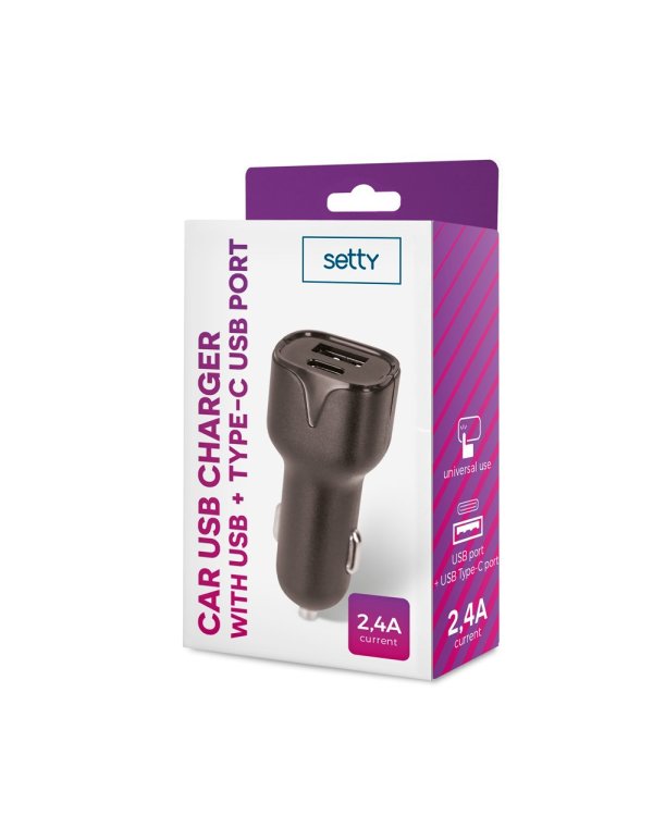 Setty USB / USB-C Автомобильное Зарядное Устройство
