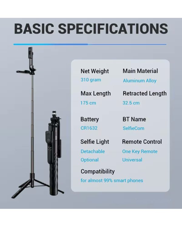 Дополнительное изображение книги «RoGer K28-1 Long Tripods - штатив для телефона с Bluetooth 175см»