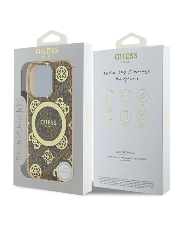 Guess IML Peony On 4G Background MagSafe Защитный Чехол для Apple iPhone 16 Pro