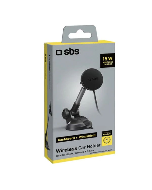 SBS TESUPPMAG15WLONGARM Автомобильный магнитный держатель для смартфона 15W