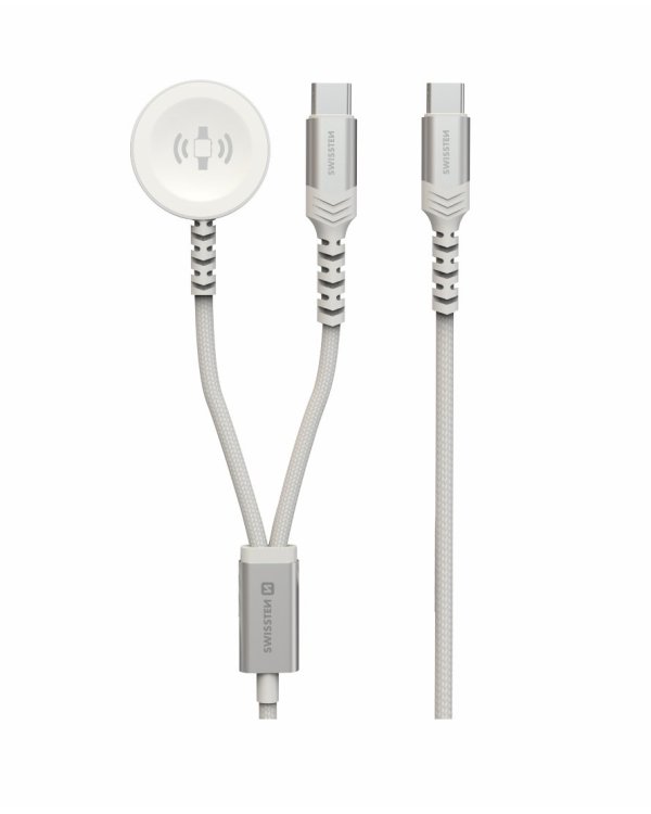 Swissten 2in1 Беспроводное Зарядное Устройство Для Apple Watch и USB-C / USB-C / 1.2m