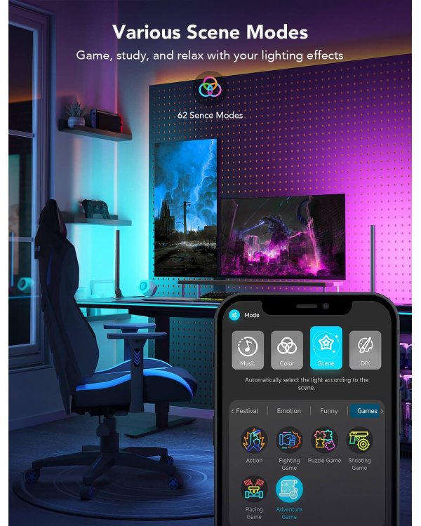 Дополнительное изображение книги «Govee H6047 Gaming RGBIC Light Bars with Smart Controller Bluetooth / Wi-Fi»