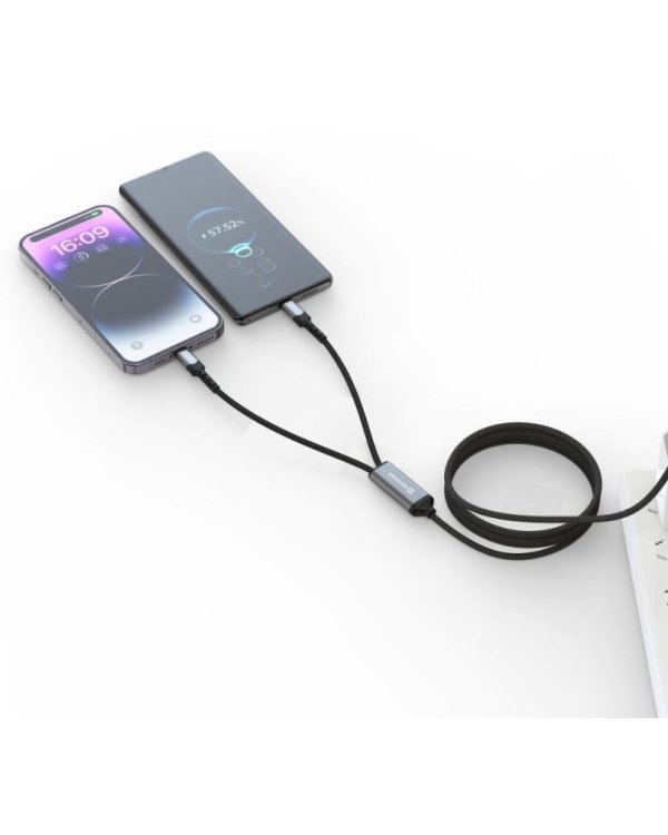 Swissten 2in1 Charging USB-C / 2x USB-C Kабель 100W 1.5m