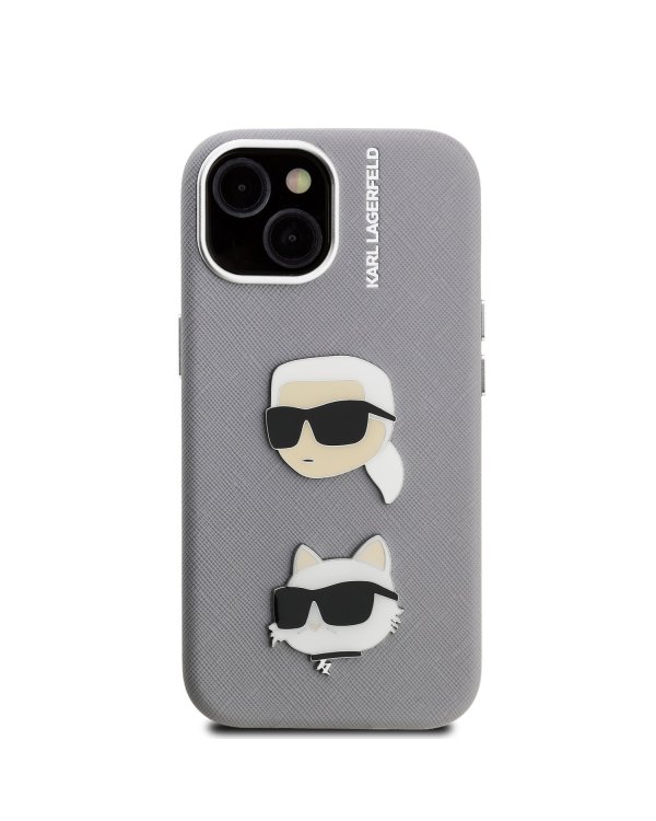 Karl Lagerfeld Grained PU K&CH Heads Case Чехол для Apple iPhone 15