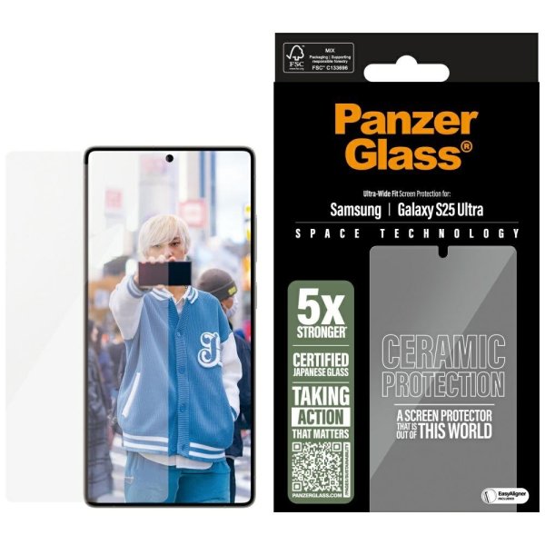 PanzerGlass Ultra-Wide Fit Ceramic Tempered Glass Защитное стекло для Samsung Galaxy S25 Ultra